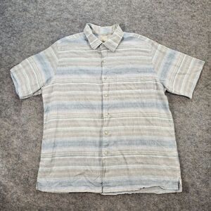 Tasso Elba Island Linen Blend Shirt Men Large Multicolor Casual Button Up Travel